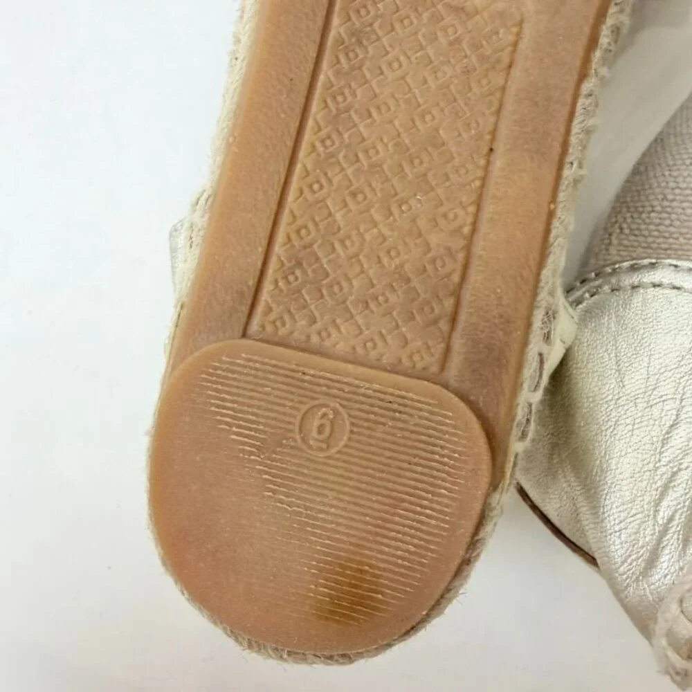 Tory Burch Catalina Espadrille Flats – Metallic Gold Size 6
